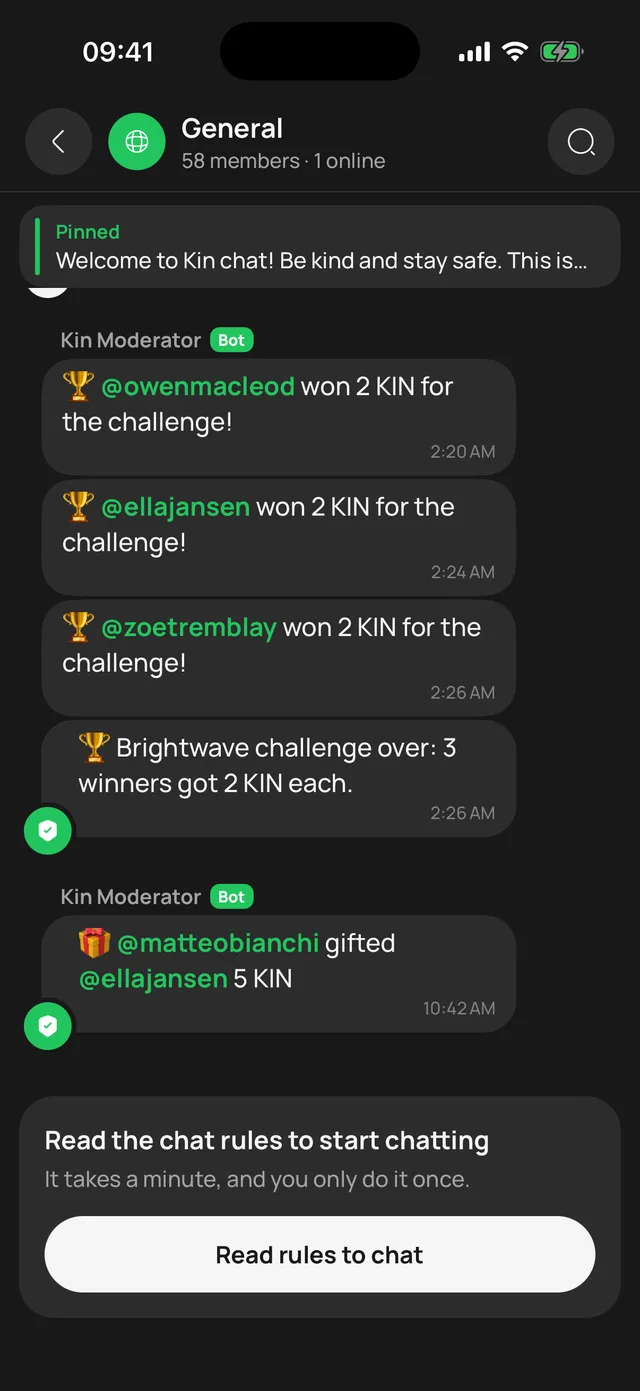 A Kin ID group chat